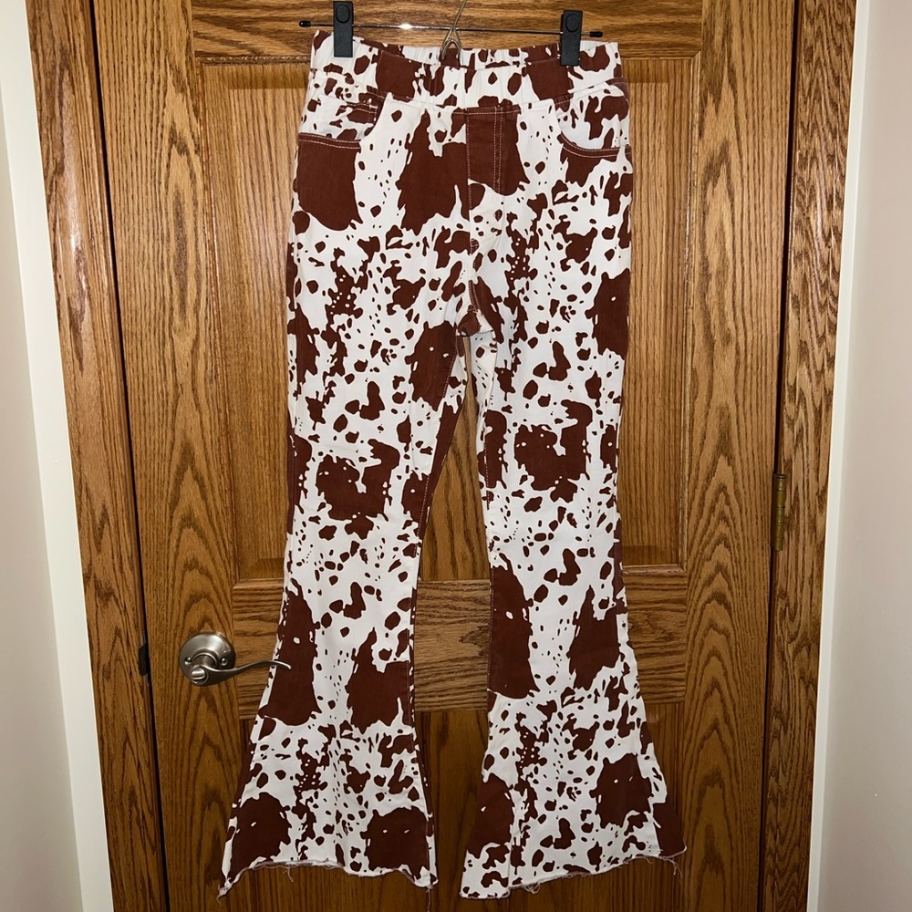 Cowboy Brown Cow Print Country Girl Flare Nashville Mid Rise